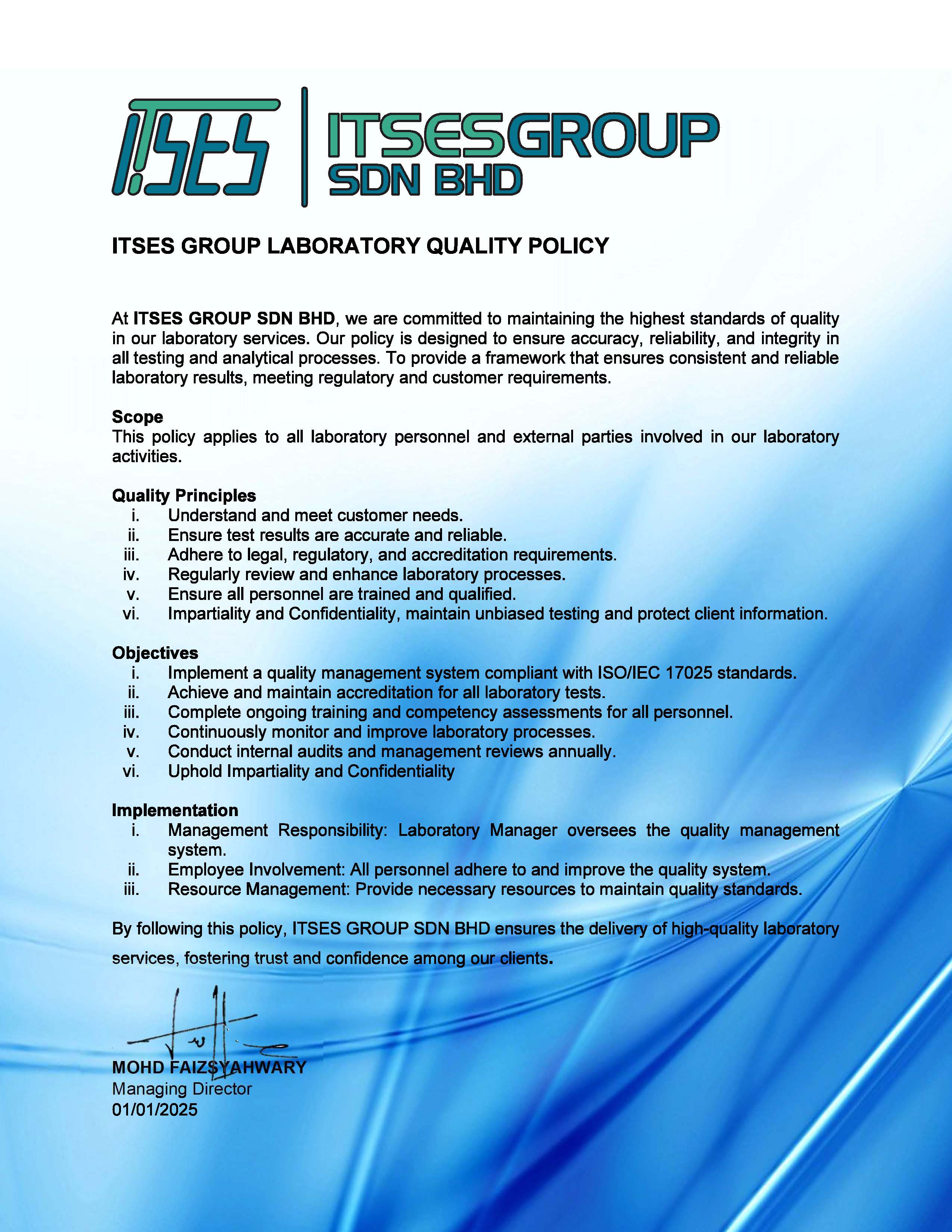 Laboratory Quality Policy